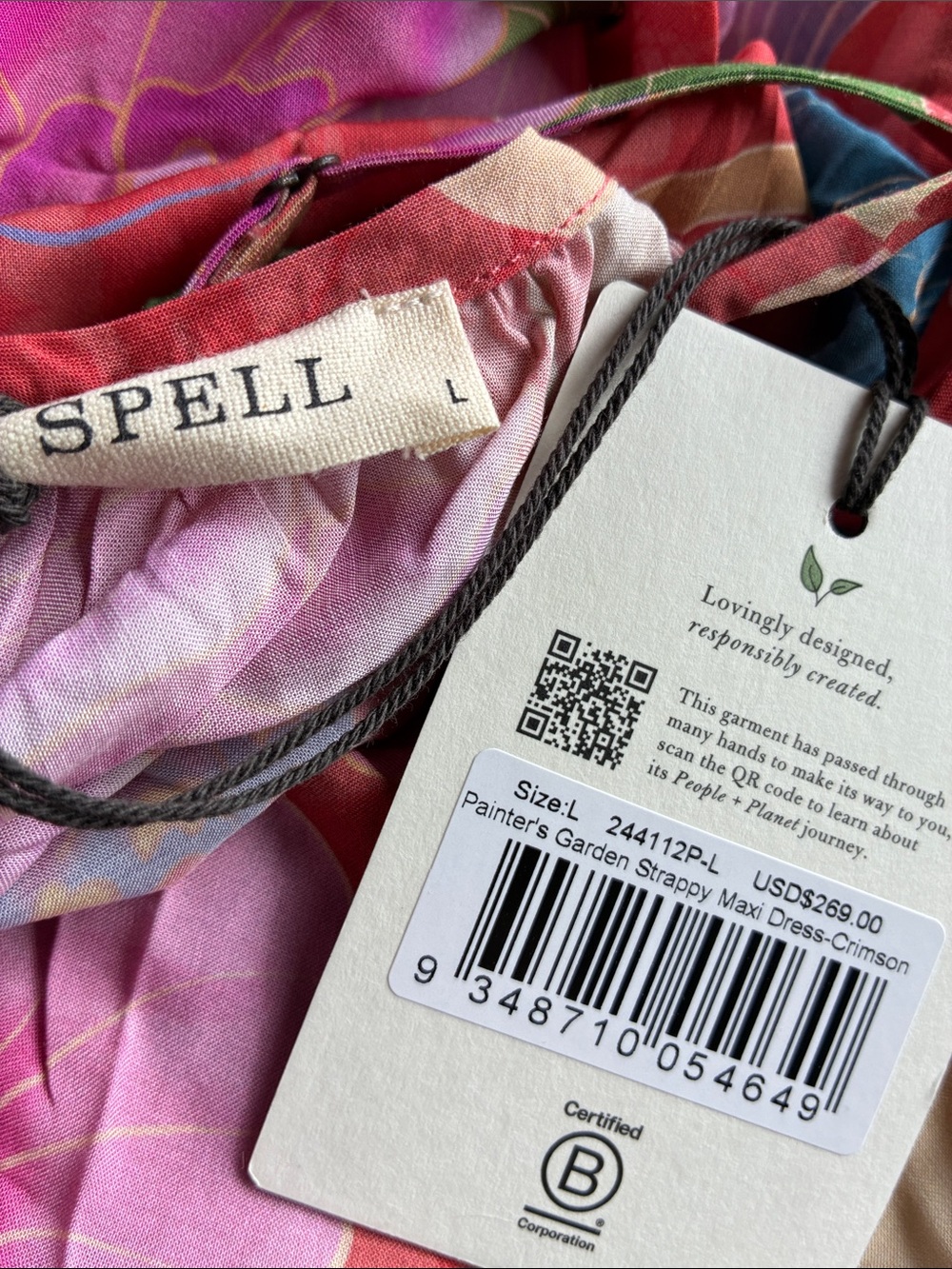 NWT Spell Painters Garden Strappy Maxi Dress in Crimson size Large - Picture 14 of 16